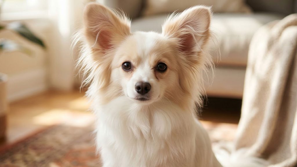 パピヨン レモンカラー 淡い茶色 クリーム色