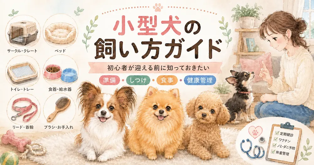 初心者向け「小型犬の飼い方ガイド」のアイキャッチ画像